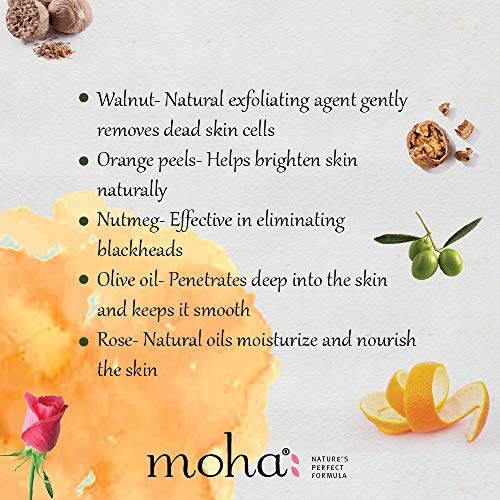 moha: Herbal Scrub (100 GM) | Face Scrub | Blend Of Walnut, Orange Peel & Oilve Oil for Skin Brightening, Exfoliate Face, For All Skin Type (Pack Of 1)