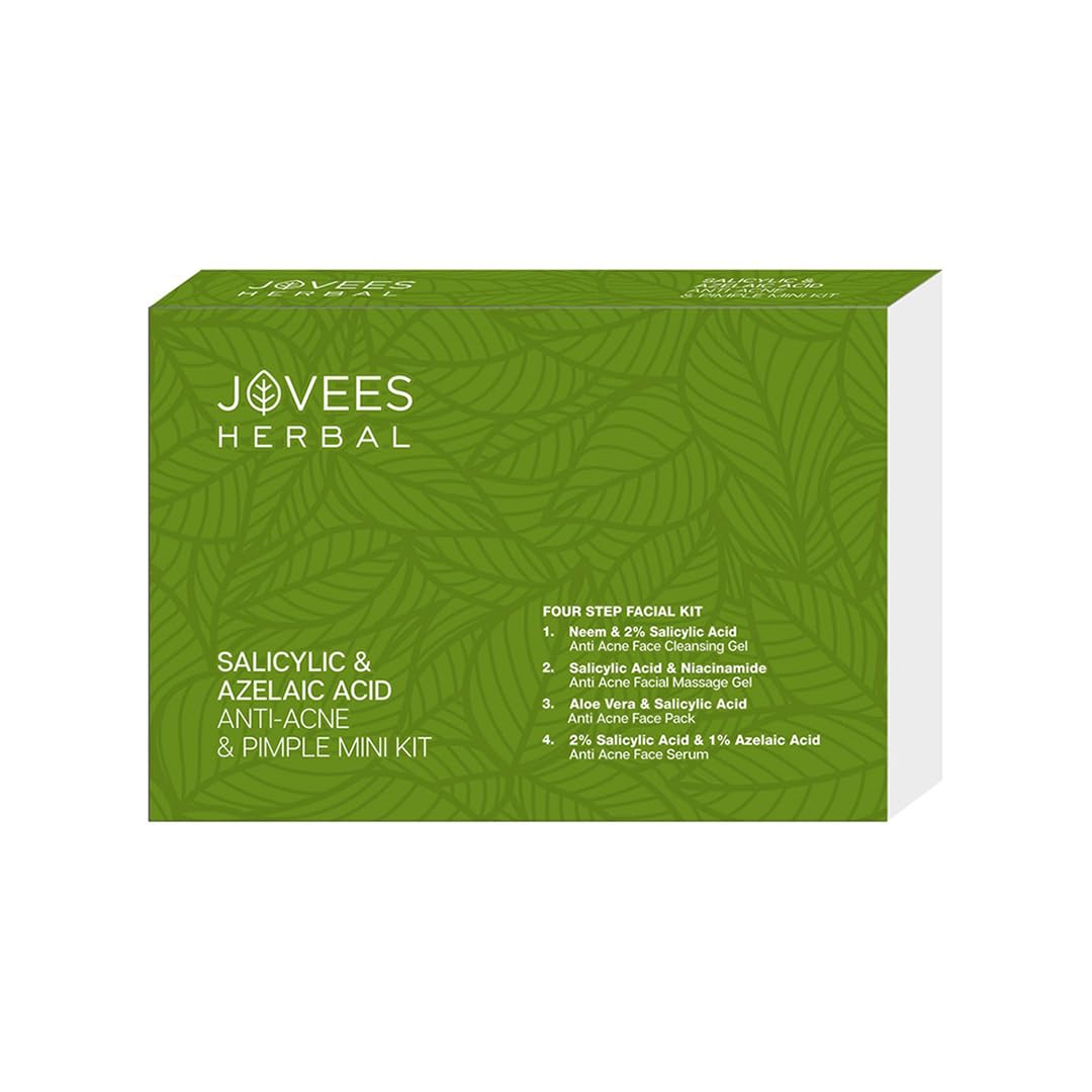 Jovees Herbal Salicylic & Azelaic Acid Anti-Acne & Pimple Mini Facial Kit (41g) & De-Tan Face Wash (120ml) For Tan Removal | All Skin Types (Pack of 2)