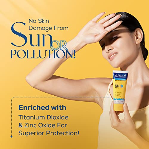 La Shield Pollution Protect SPF 50 Mineral Sunscreen Gel | PA+++ | Lightweight & Oil free | Moisture boost formula | Water resistant| All Skin types |Dermatologist Tested | 50g (Pack of 4)