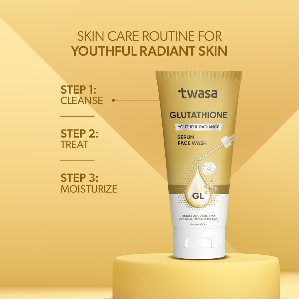 Twasa Glutathione Serum Face Wash for Glowing and Brightening Skin | Face Wash For Even Skin Tone, Reduce Dark Spots & Pigmentation Support | For Women & Men | 100ml