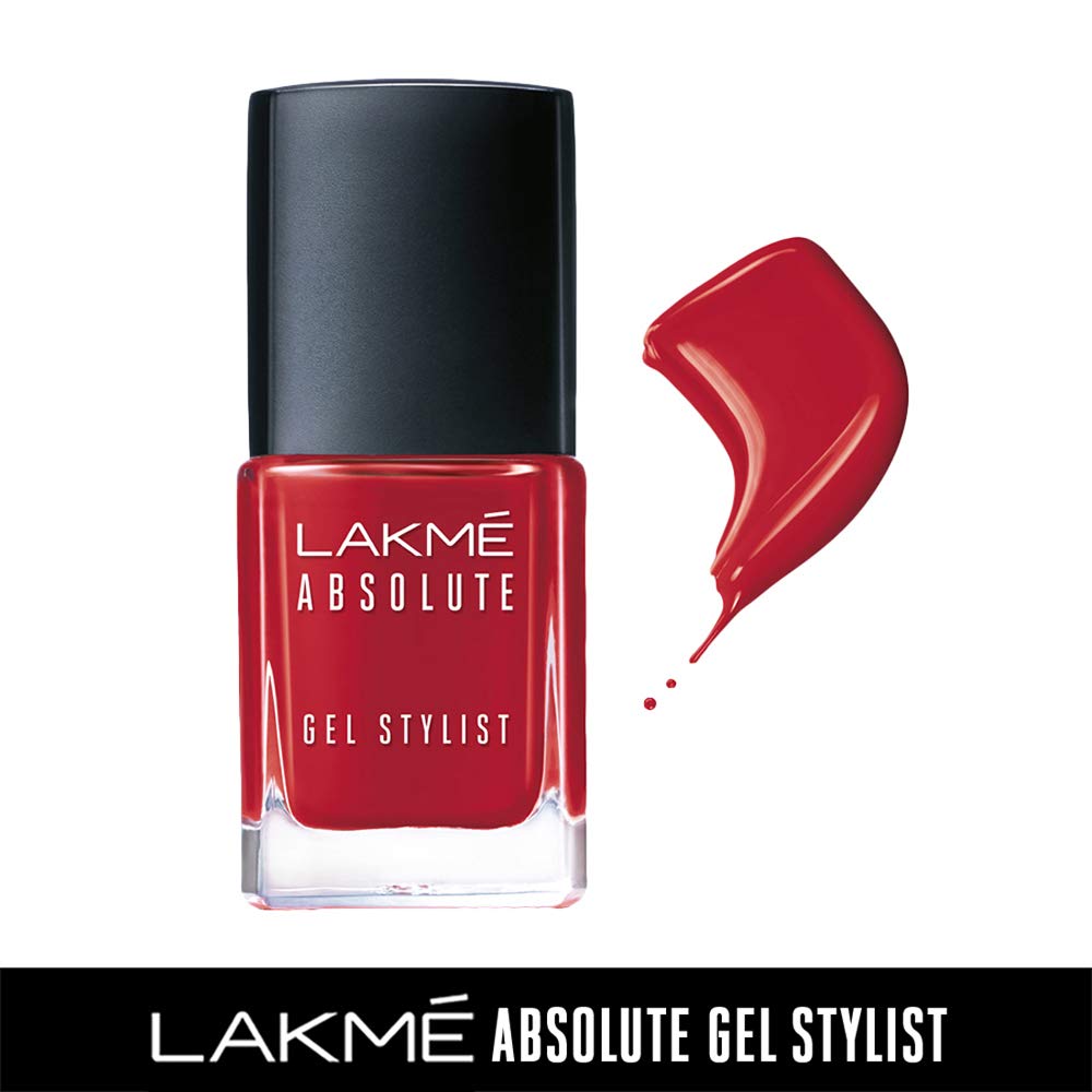 Lakmé Absolute Gel Stylist Nail Color, Scarlet Red, 12 ml