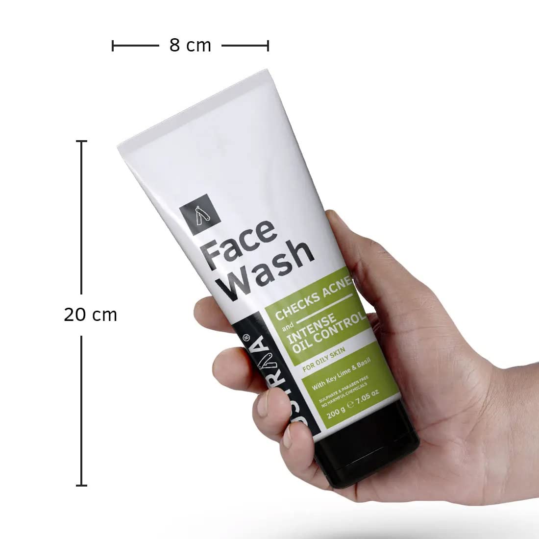 Ustraa Face Wash - Oily skin - 200g - Specially formulated for Oily Skin | With Key lime & Basil extract | Remove excess Oil & Dirt | Sulphate and Paraben Free