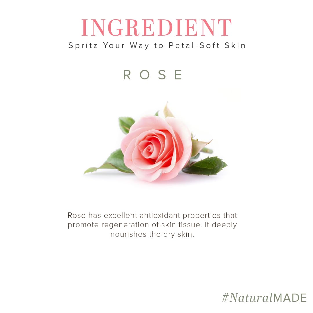 Khadi Natural Rose Water Herbal Skin Toner| Keeps skin scented and moisturized| Maintain skin's pH balance| Prevents acne| Suitable for All Skin Types| 210ml