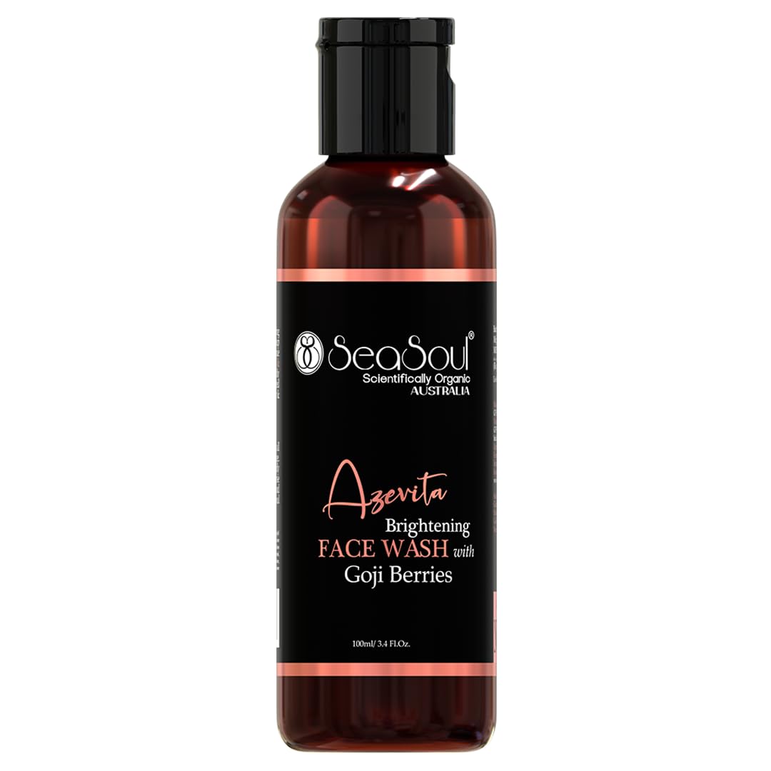 SEA SOUL Brightening Face Wash - 100ml | Deep Cleansing Facial Cleanser with Glutathione, Hyaluronic Acid, Goji Berries | Removes Makeup, Dirt, Excess Oil | For Glowing Skin, All Skin Types