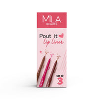 Mila Beauté Pout it Lip Liner Set of 3 I Highly Pigmented, Long Lasting & Non Drying Formula Enriched with Squalene I Smooth and Precise Application | Matte Lip Liner Suitable for Indian Skin Tones