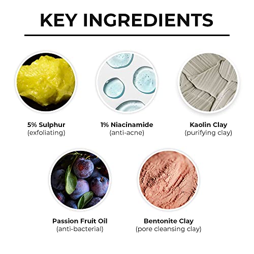 Dr. Sheth's Passion Fruit & Sulphur Mask For Skin Detoxifying|Face Pack That Brightens Skin With Bentonite & Kaolin Clay|For Women & Men| Peel Off Mask, Face Pack For Glowing Skin -50G, 1 Count