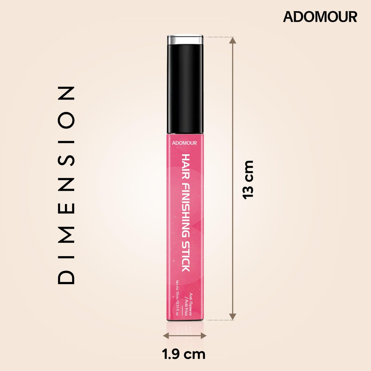 Adomour Hair Finishing Stick 15ml | Anti Frizz Hair Wax Stick Wand for Frizzy, Baby & Flyaway Hairs | Non-Sticky, Non-Greasy | Anti Flyaways Hair Styling Fix Gel for Women | All Hair Types