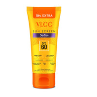 VLCC De-Tan Water Resistant SPF 60 PA+++ Sunscreen Gel Crème - 100g + 10g Extra | With Niacinamide, Ceramides & Vitamin E | Protects from UVA, UVB Rays, Sun Damage, Skin Darkening and Premature Ageing