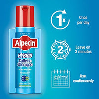Alpecin Hybrid Shampoo 1x 375ml | Natural Hair Growth Shampoo for Sensitive and Dry Scalps | Energizer for Strong Hair | Hair Care for Men