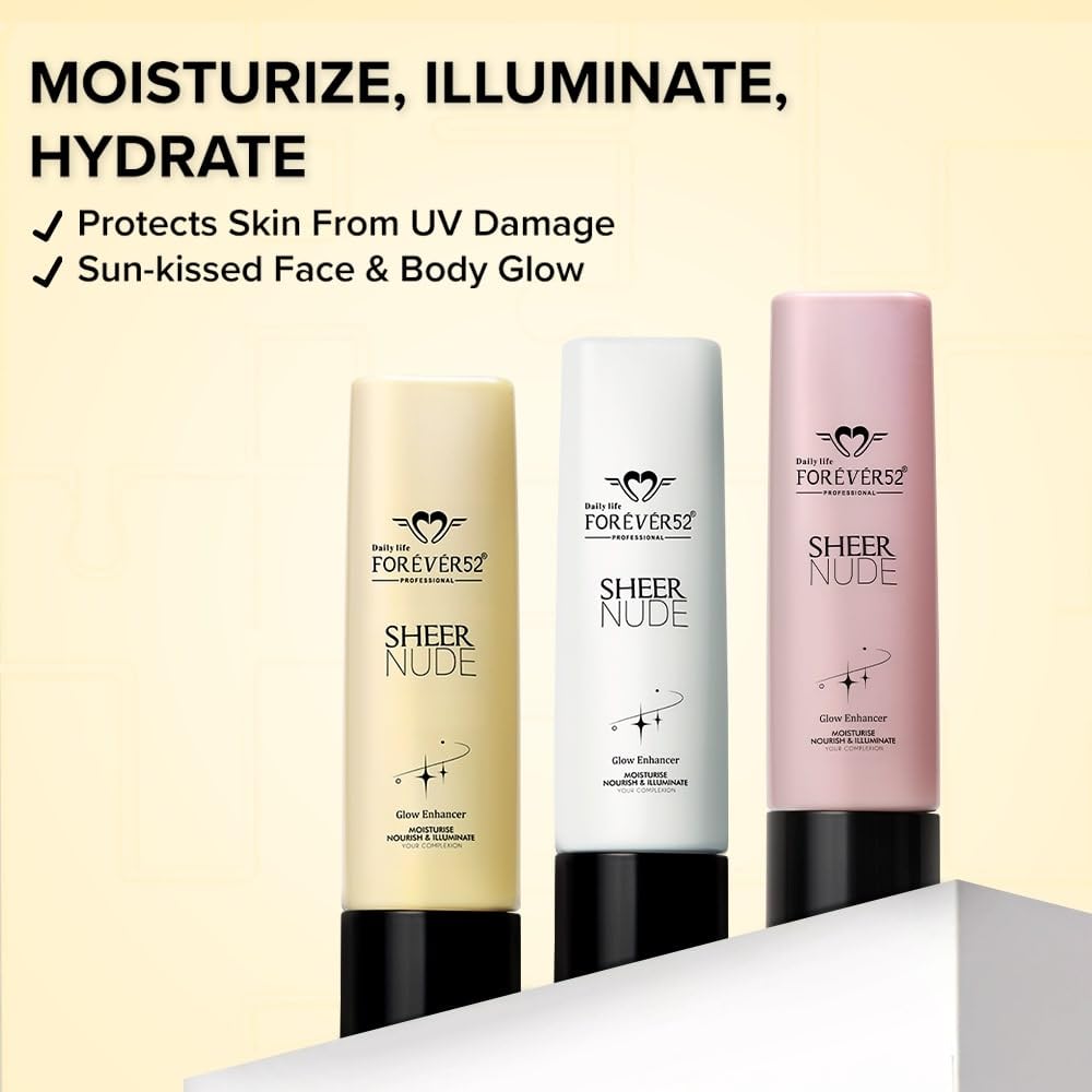 Daily Life Forever52 Sheer Nude Glow Enhancer | Enriched with Shea Butter and Vitamin E | Multitasking Strobe Cream to Achive a Radiant, Sun-kissed Glow (Pearl Gold-03, 40ml)