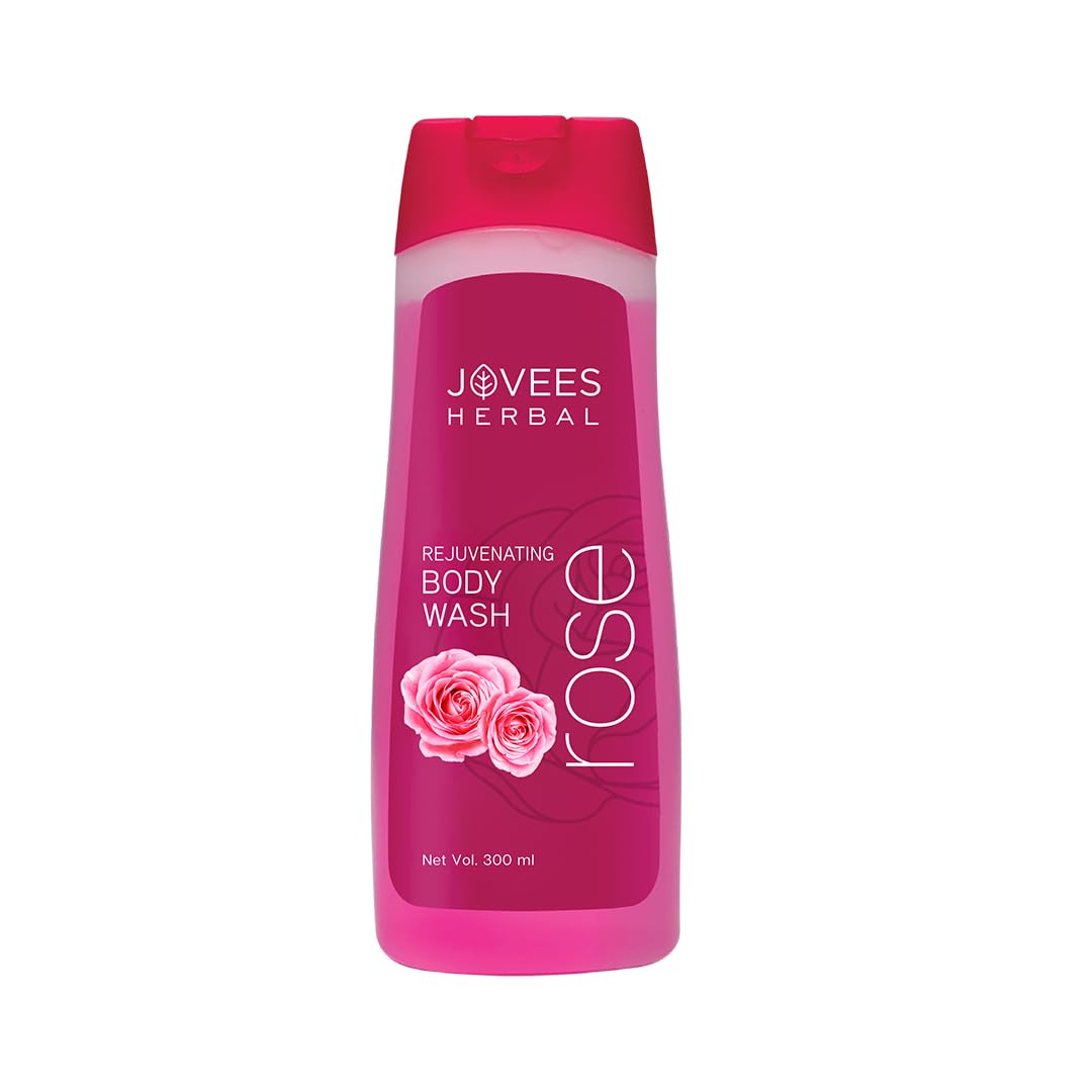 Jovees Herbal Rose Body Wash For Softer, Smoother Skin With Rose Petals, Chamomile & Green Tea Ext | Shower Gel for Dry, Rough & Bumpy Skin With Long Lasting Fragrance 300ml