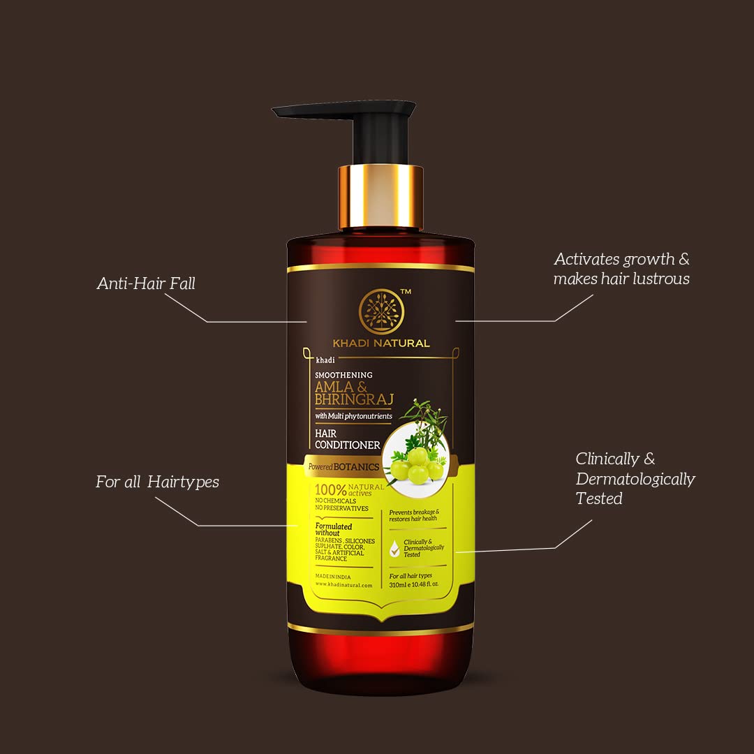 Khadi Natural Powered Botanics Amla and Bhringraj Hair Conditioner 310 ml, Nourishes Hair, Conditioner for Smooth Hair, Paraben, Silicone and Sulphate Free, Suitable for All Hair Types