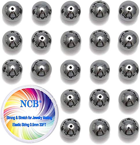 200PCS 8mm Black Hematite Gemstone Loose Beads Well Polished Round Crystal Energy Stone Healing Power for Jewelry Making (Black Hematite, 8mm 200Beads)