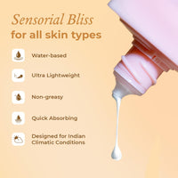 The Pink Foundry Dewy Hydrating Hybrid Sunscreen SPF 50+ | UVA UVB PA++++ | 1% Squalane & White Peony Flower Extract | No White Cast | Water Based | All Skin Types | Fragrance Free | Vegan | 50 ml