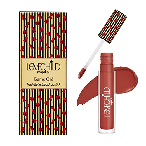 LoveChild Masaba Game On! - Get Rollin - Mad Matte Liquid Lipstick, Rustic-Brown Velvet Smooth, Non-Sticky, Hydrating & Moisturising, Lipsticks For All Skin Tones, 5Ml