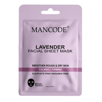 Mancode Lavender Facial Sheet Mask 25ml Smoothen Rough & Dry Skin Calming Firming Pore Reducing, Brightening and Enhances Daily Glow | Korean Sheet Mask for Men Women Sheet Mask Set Combo Pack of 3