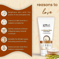 Globus Naturals Radiance Rice Face Wash, Enriched With Green Tea, For Skin Brightening, Suitable For All Skin Types, 75 gm