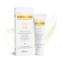 UV Doux Gold Sunscreen Gel For Anti Ageing with Sun Protection | SPF 50 and PA+++ Broad Spectrum | Enriched with Anti-oxidants like Vit C & E | Matte Finish | Water Resistant & Non-Greasy | 50gm