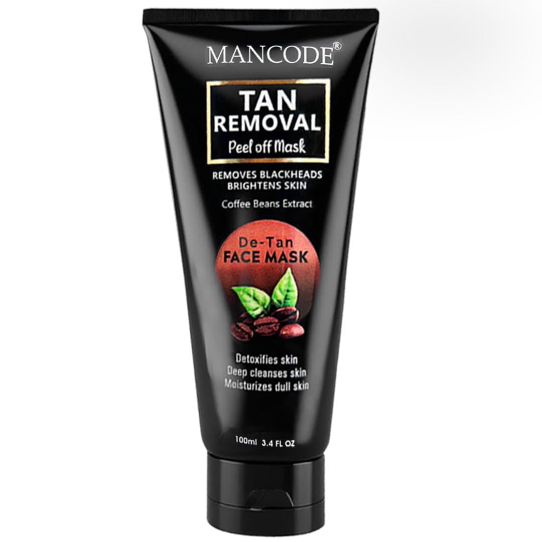 Mancode De-Tan Removal Peel off Face Mask for Men and Women 100ml | Deep Cleansing Exfoliator, Defeat Blackheads & Whiteheads, Glowing White & Brighten Skin