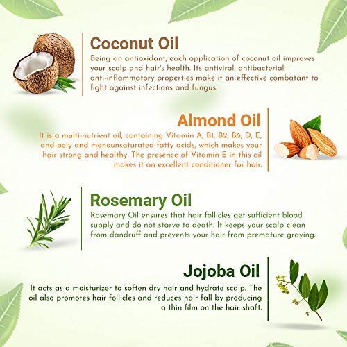 Moha:5 In 1 Hair Oil For Hair Growth & Hair Fall Reduction Coconut Oil, Almond Oil, Rosemary Oil, Wheatgerm Oil, Tea Tree Oil & Sesame Oil, All Hair Type Clinically Proven, 100 Ml