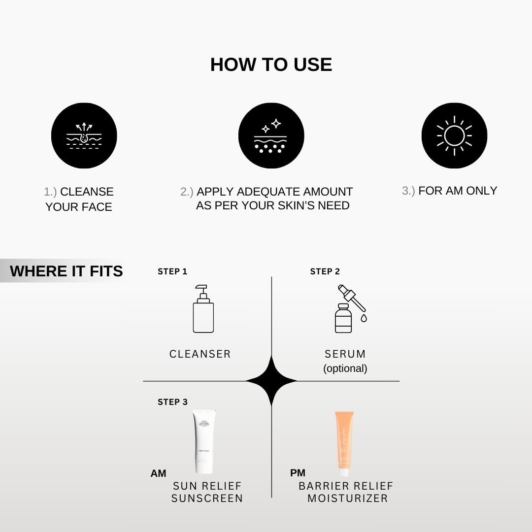 The Formularx Sun Relief Ceramide Sunscreen SPF 50 PA++++ | Broad Spectrum UV & Blue Light Protection | For Oily, Acne prone, Sensitive Skin | Brightening Barrier Care with Niacinamide, Hyaluronic acid, & Peptides | Lightweight, No White Cast | Water & Sw