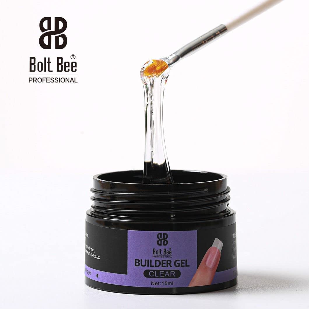 Bolt Bee Professional Builder Gel for Nails - 15ml Nail Extension Gel, Strong UV/LED Soak Off for Nail Sculpting, Durable Nail Enhancement for Salon & Home Use (Clear)