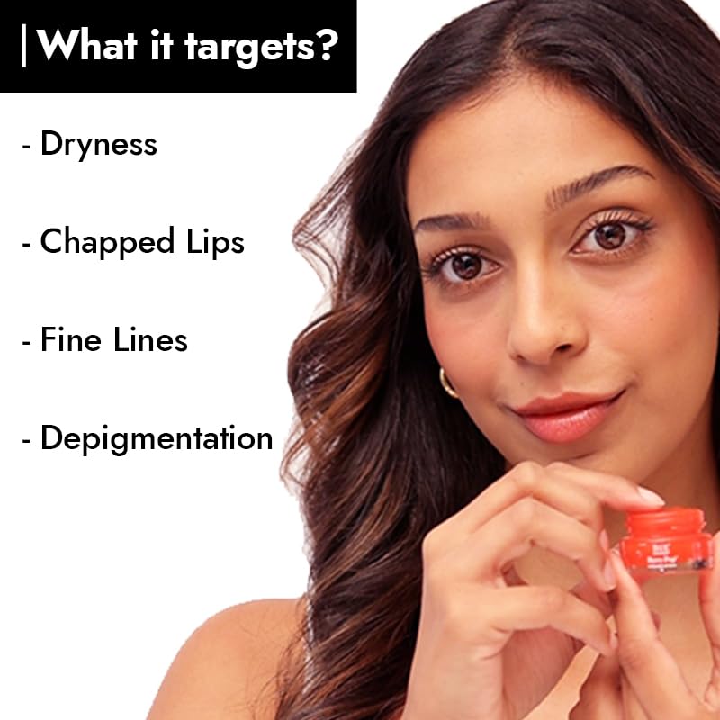 BiE Berry Pop Hydrating Lip Balm with Vitamin E, Jojoba Oil & Squalane | Smoothens, Plumps & Depigments | Tinted Strawberry Lip balm | 5g