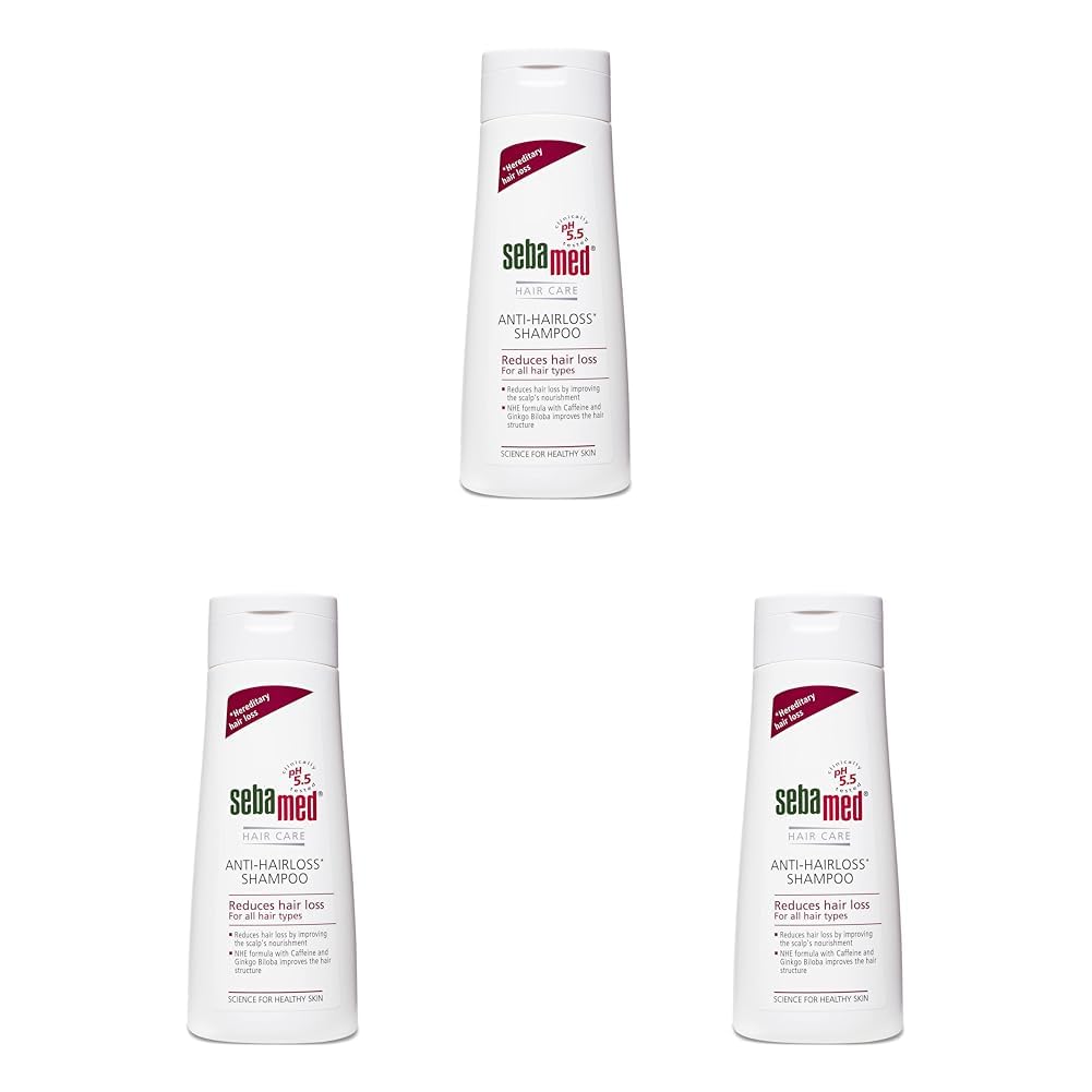 Sebamed Anti Hairloss Shampoo 200Ml | Ph 5.5 | Reduces Hairloss | Caffeine & Gingko Biloba | All Hair Types | Pack of 3