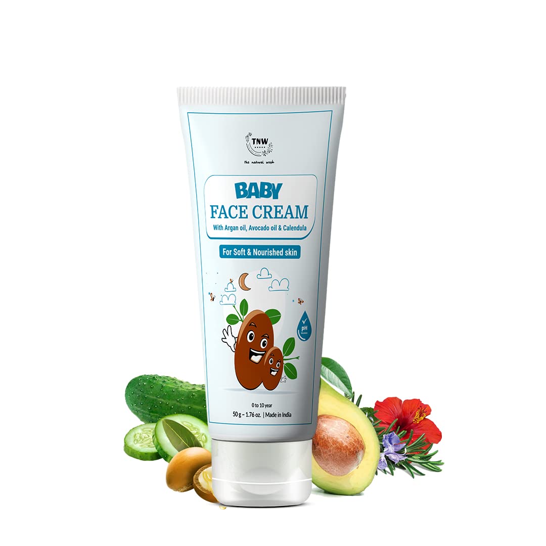 TNW-THE NATURAL WASH Baby Face Cream 50gm | With Hibiscus Extract, Argan & Avocado Oil | For Soft & Nourished Skin | Light, Non-Sticky & Quick Absorbing | 24-Hour Moisturization | For Kids 0-10 Years