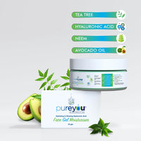 PureYou Face Hyluronic Moisturizer with Tea Tree Oil, Hyaluronic Acid, Neem Extract, Avocado Oil & Shea Butter | Hydrating & Anti-Acne WaterGel Cream for Soft, Glowing Skin | For All Skin Types