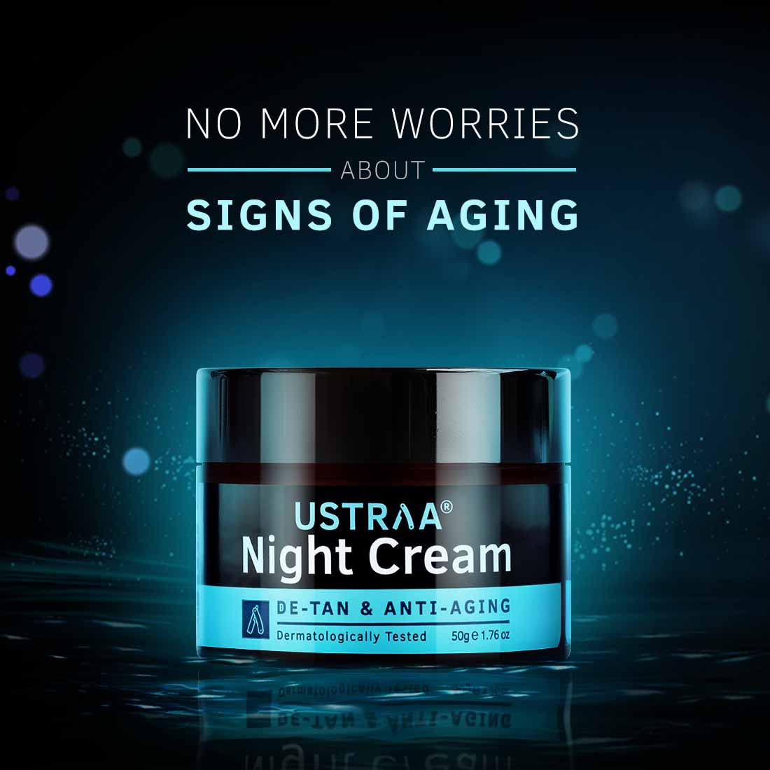 Ustraa De-Tan Face Mask - Dry Skin - 125 gm - Wash-off mask | with White Charcoal | Helps Remove Tan & Pollutants & Night Cream - De-Tan & Anti-Aging Cream for Men - 50g | for Effective Tan Removal