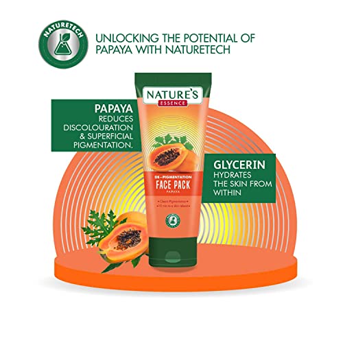 NATURES ESSENCE De-Pigmentation Papaya Face Pack For Women, Orange, 50G, 1 Count