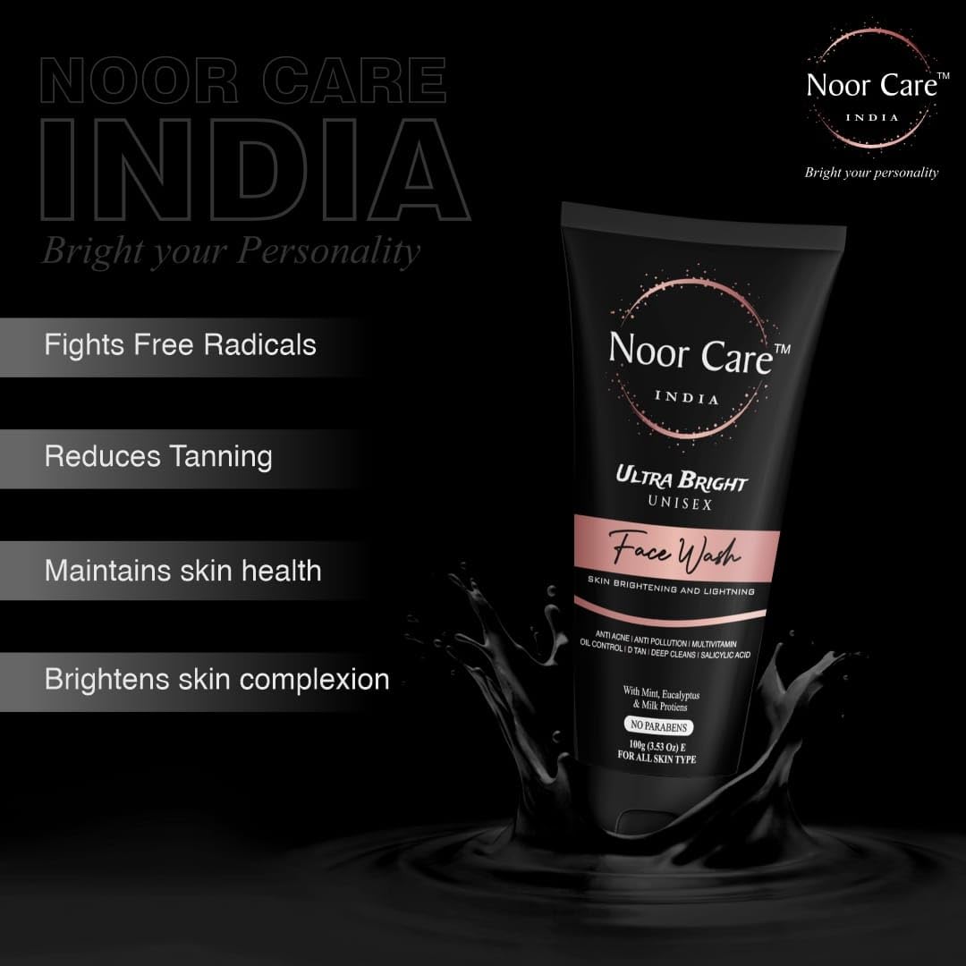Noor Care INDIA Tan Removal Face Wash for Dry, Normal & Sensitive Skin | Clear & Glowing Bright Skin | Refreshing & Anti Ageing | Reduces Pimples & Blemishes For Men and Women | (Pack of 1) 100G