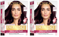 L'Oréal Paris Permanent Hair Colour, Radiant At-Home Hair Colour with up to 100% Grey Coverage, Pro-Keratin, Up to 8 Weeks of Colour, Excellence Crème, 3.16 Burgundy, 72ml+100g (Pack of 2)