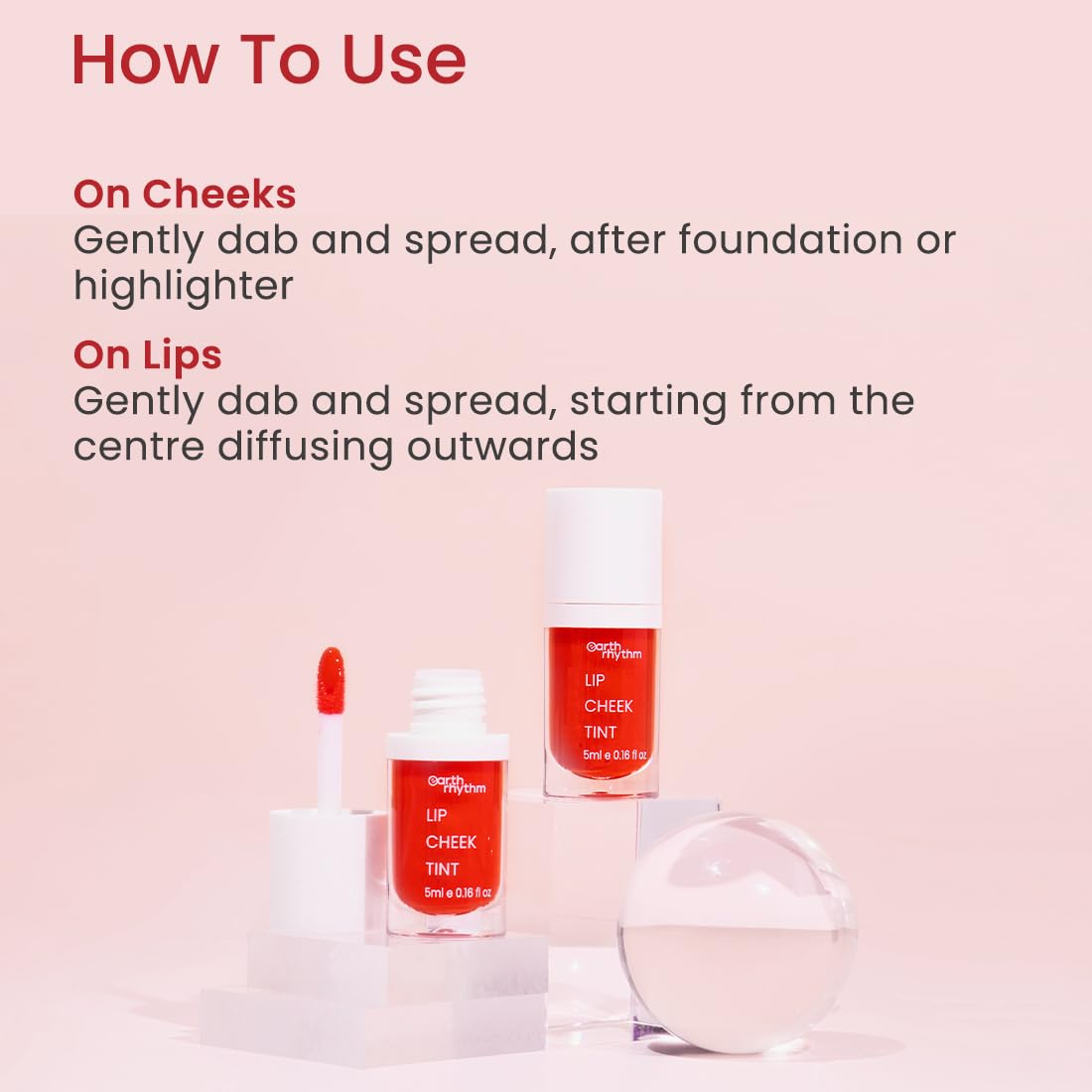 Earth Rhythm Lip,Cheek & Eye Shadow Tint- Cherry,With Goodness Of Pomegranate & Grape Seed Extract,Blush For Women & Girls|10 Ml (Pack Of 2),Crème