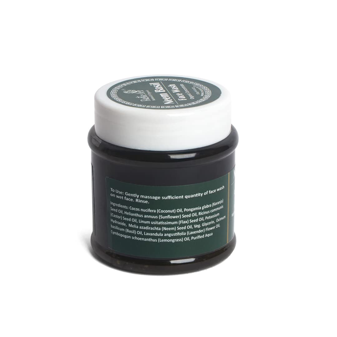 Rustic Art Organic Neem Basil Face Wash Concentrate | Anti acne, sulphate free cleanser for women & men | 125g