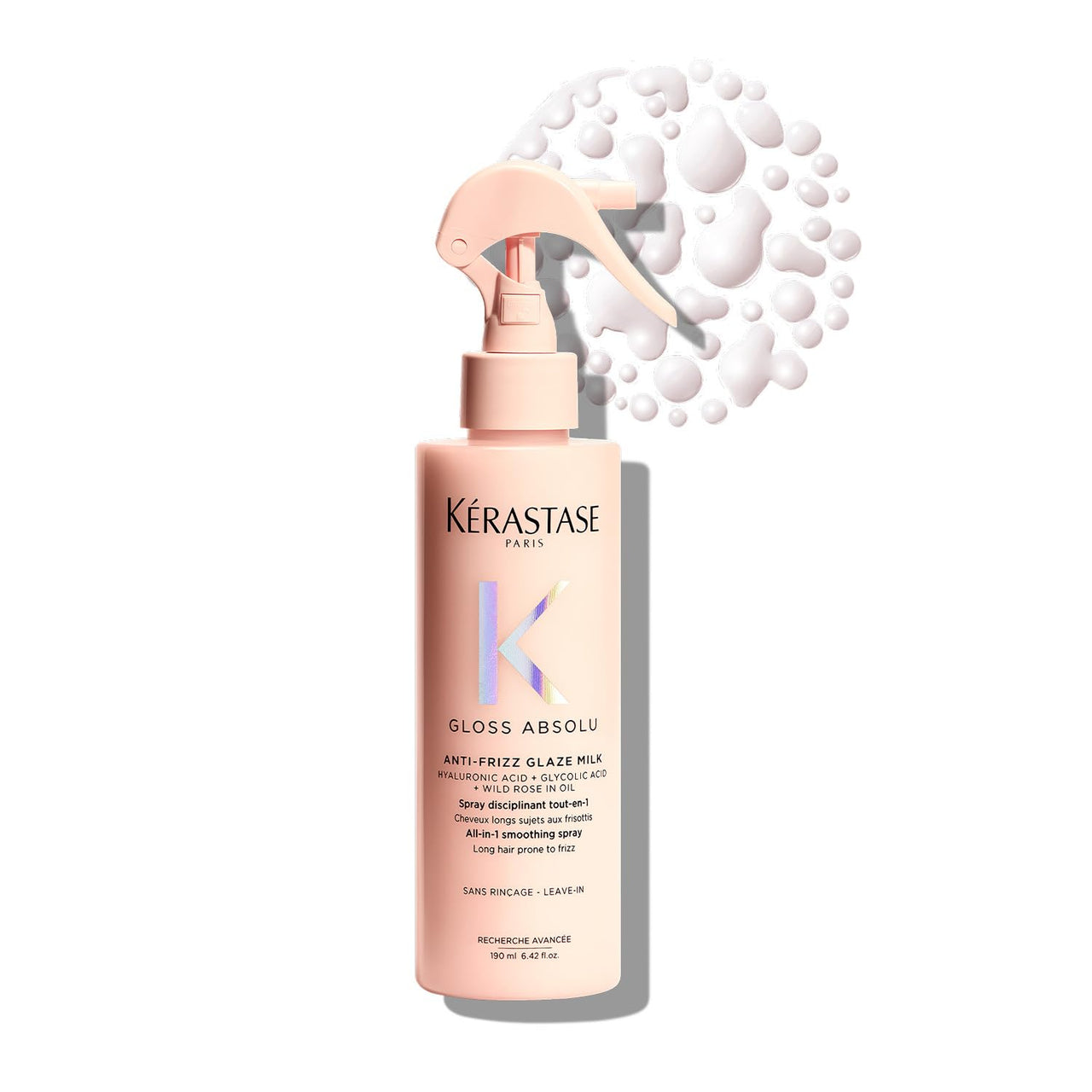 Kérastase Gloss Absolu Anti-Frizz Heat Protectant Spray For Glossy Hair | Fine To Medium Hair | 4-Days Anti-Frizz | With Hyaluronic & Glycolic Acid, Wild Rose-In-Oil | 190ml