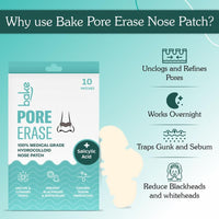 BAKE 2% Salicylic Acid Nose Strips for Pore Cleansing & Blackheads Removal | Hydrocolloid Nose Strips for Control Sebum Production (10 Strips)
