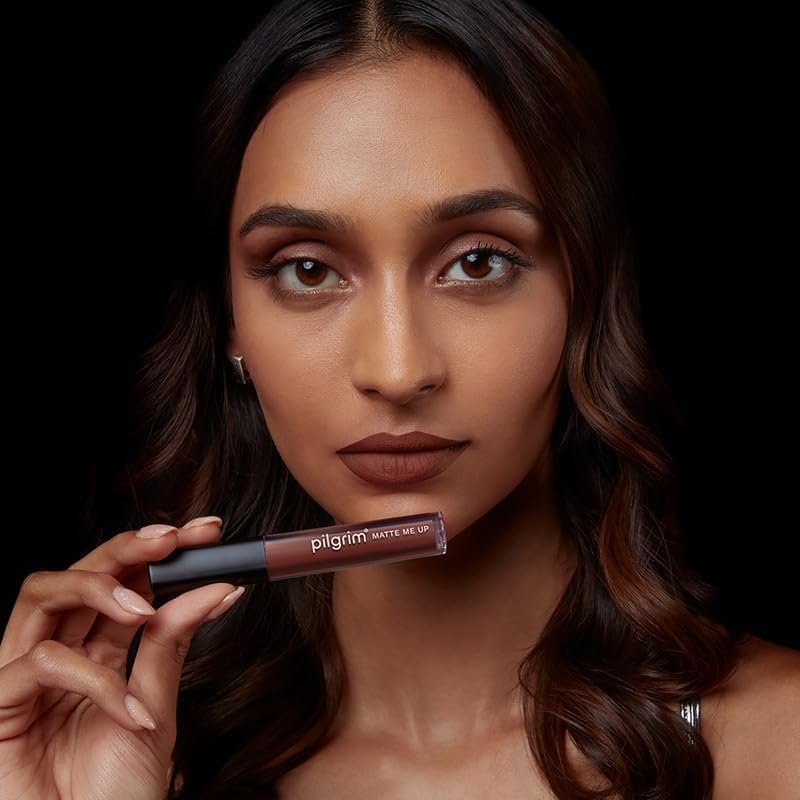 Pilgrim Liquid Matte Lipstick - Bossy Brown | Lipstick for Women with Hyaluronic Acid & Spanish Squalane | Transferproof, Long Lasting & Non Drying with Hydrating Ingredients 3gms