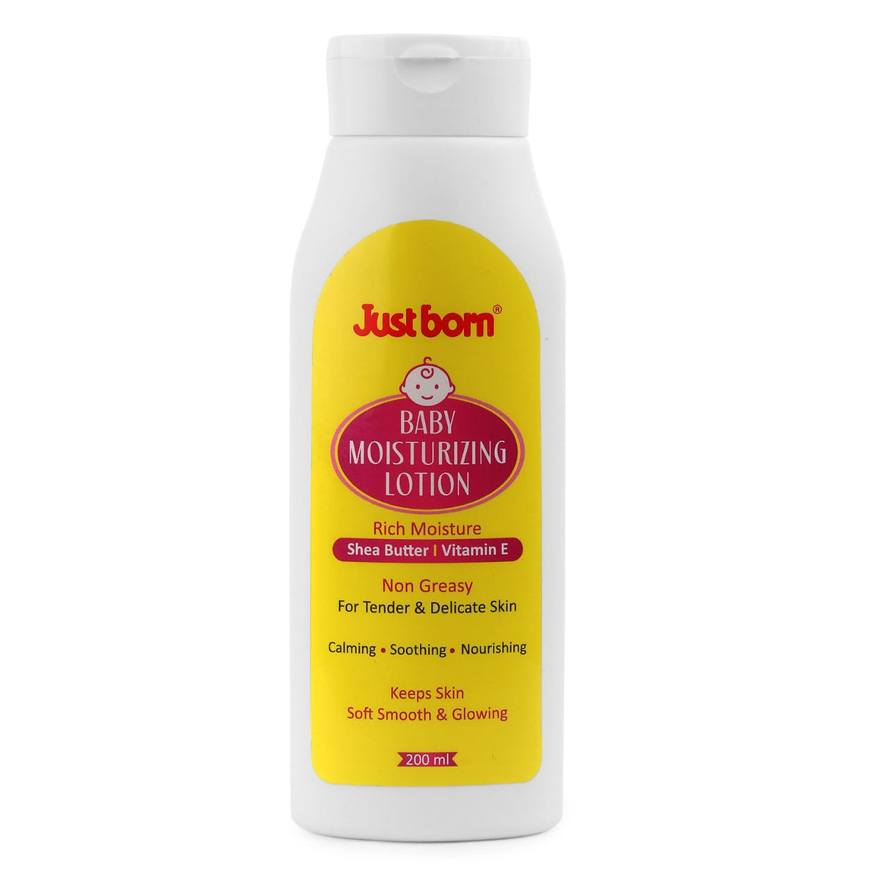 Just Born Baby Moisturizing Face & Body Lotion 200 ml | Enriched With Shea Butter, Aloe Vera & Vitamin E | For Soft, Smooth & Moisturized Skin | Gentle Baby Cream For Newborn Babies & Kids