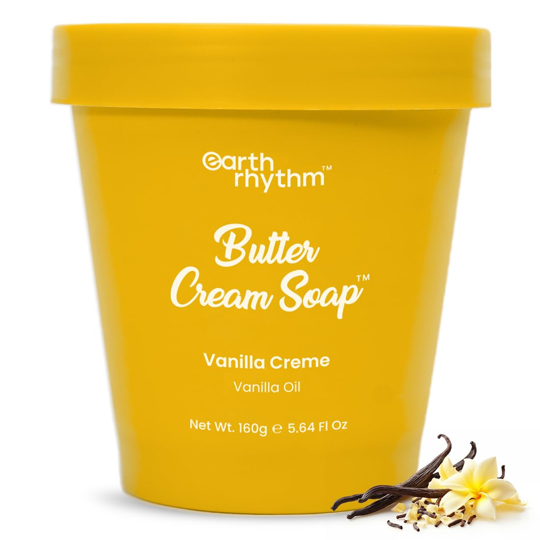 Earth Rhythm Vanilla Creme Butter Cream Soap Cleanse, Moisturizes Skin, Make Skin Soft & Supple | Vanilla Oil, Shea Butter | for All Skin Type | Men & Women - 160g