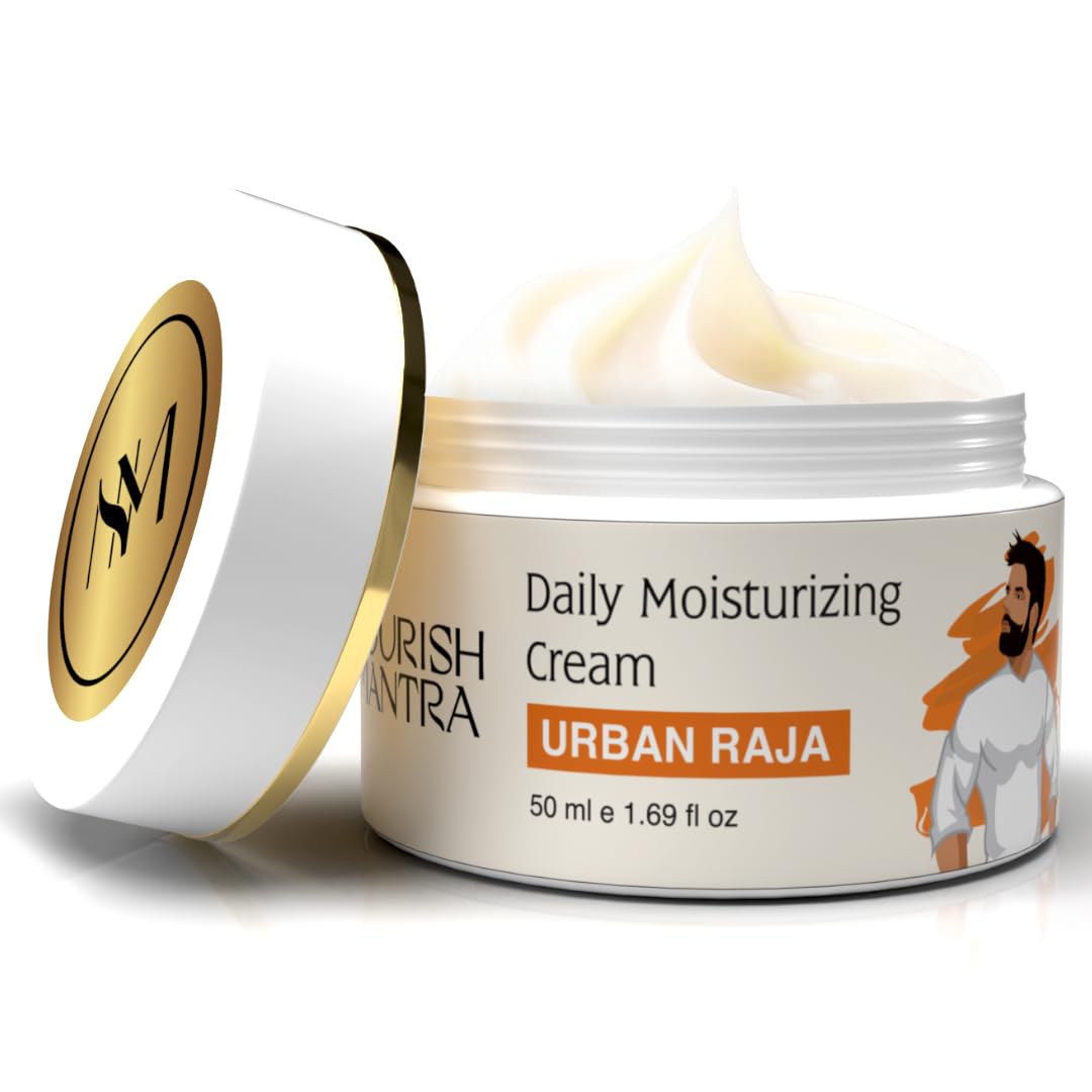 Nourish Mantra Urban Raja Daily Moisturizing Cream | Face Moisturizer for Dry Skin & Pore Minimizing | Enriched with Hyaluronic Acid & Niacinamide | Suits All Skin Types | For Men | 50 ml