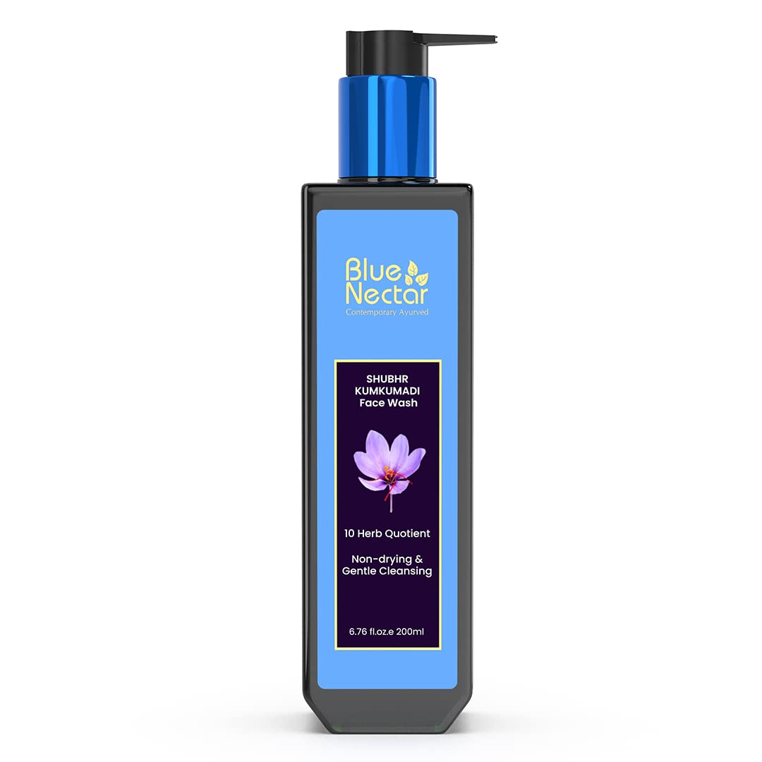 Blue Nectar Kumkumadi Brightening Face Wash with Saffron for Women & Men | Sulphate free Anti Pimple Face Cleanser (200 ml)