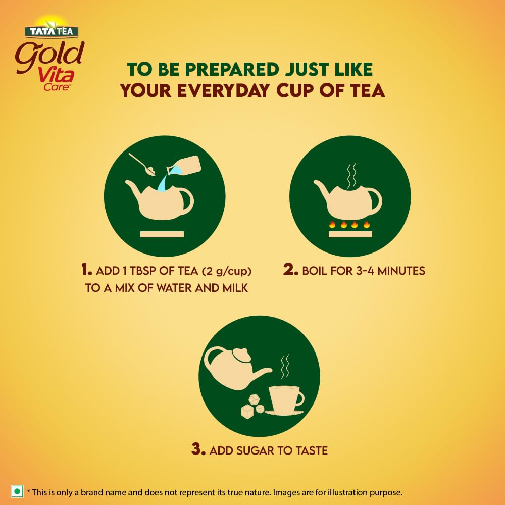 Tata Tea Gold Vitacare | Tea With Power Of 4 Vitamins | Vitamin D | Vitamin B6 | Vitamin B9 | Vitamin B12 | Loose Leaf Black Tea | 500 Gram