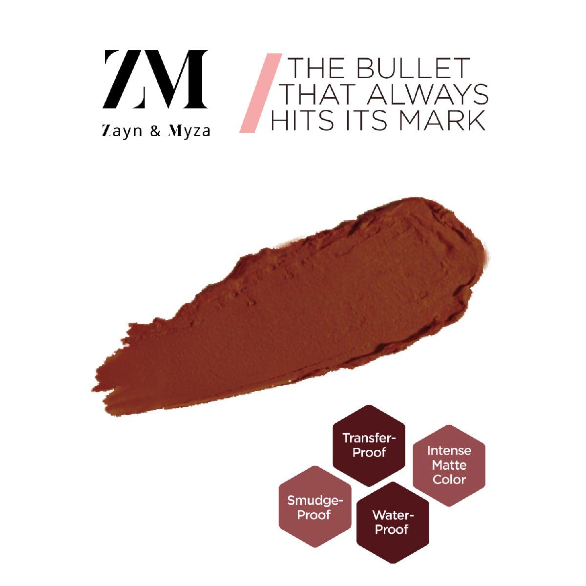 ZM Transfer-Proof Power Matte Bullet Lipstick, Vegan, 3.2 g (Mysterious Plum)