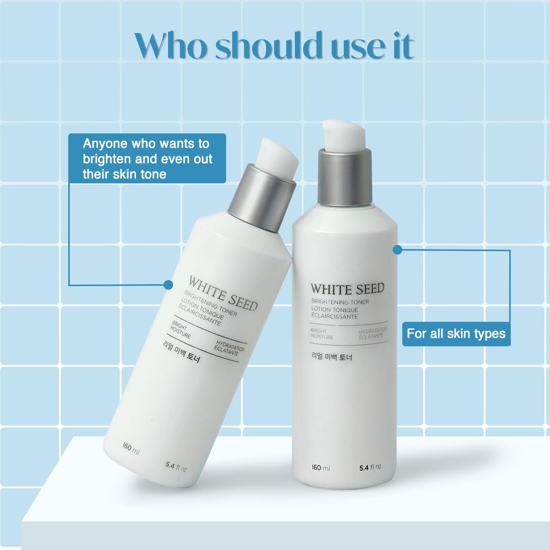 The Face Shop White Seed Brightening Face Toner with Niacinamide & Vitamin B | For Dark Spots, Dullness & Acne Scars| Suitable for Normal, Oily, Dry, Combination Skin | Sulphate & Paraben Free, 145ml