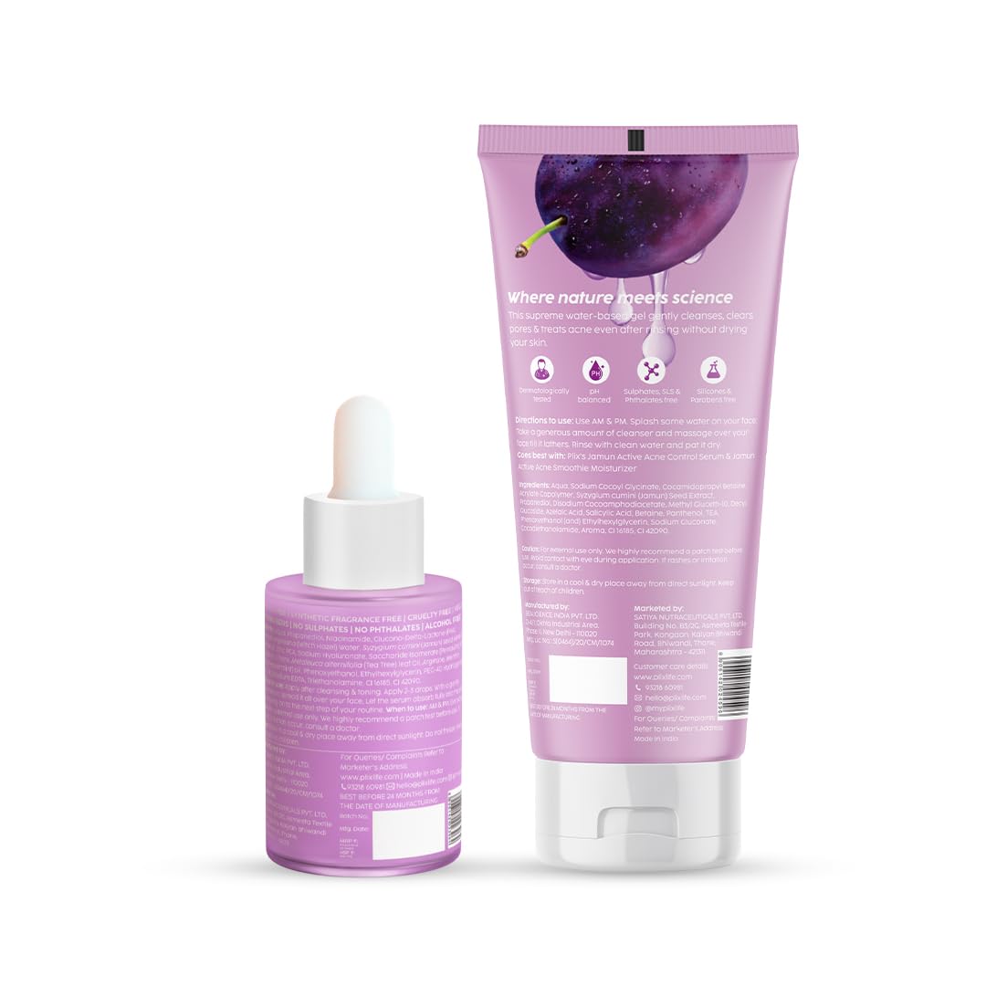The Plant Fix Plix Jamun Face Wash and Acne Marks Serum Combo(100ML + 30ML) For Acne spots & Oil Control, For Breakouts | Oily & Acne Prone Skin | Women & Men