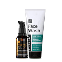 Ustraa 20% Vitamin C Face Serum - 30ml | 20% Vitamin C in Pure form | Anti-Aging, Brightening & Face Wash - Mint Cool - Dry Skin - 200g | Reduces Moisture Loss | Removes Dirt & Moisturising Cream