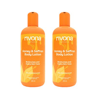 Rivona Naturals Honey & Saffron body Lotion | Enriched with 2% Kojic + Honey & Saffron | Skin Brightening, Moisturizing |100% Vegan|Men & Women |All Skin types|250 ml each - Pack of 2