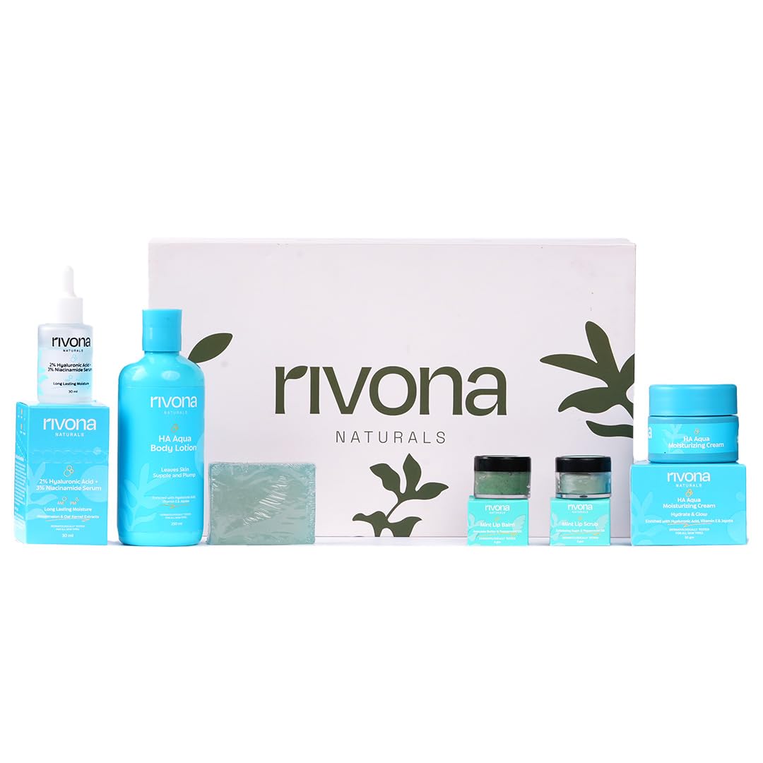 Rivona Naturals Blue and Dew Gift Set | Skincare Gift set of 6 | Created Especially for Birthdays, Anniversaries & All Special Occasions | For Men & Women